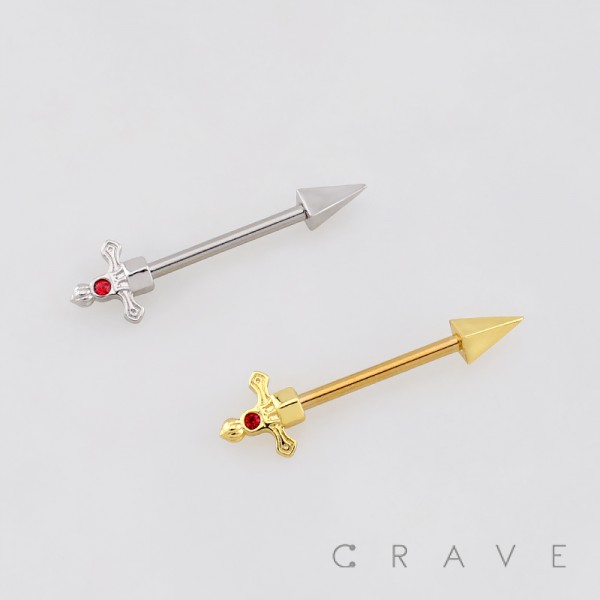 MEDIEVAL SHARP SWORD DAGGER 316L SURGICAL STEEL NIPPLE RING
